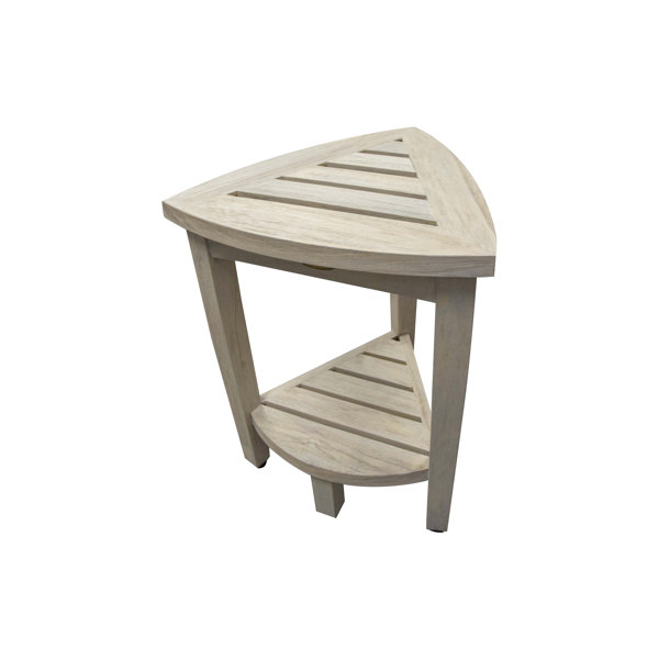 EcoDecors Oasis Coastal Vogue Compact Teak Corner Shower Bench with